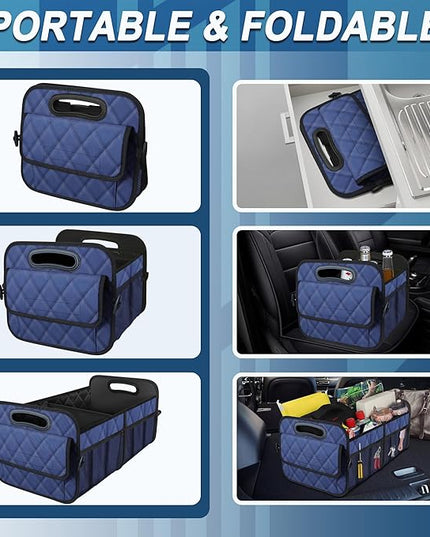 Deosk Car Trunk Organizer for SUV, Car Organizers and Storage with 6 Pocket, Car Accessories for Women/Men 50L Waterproof Polyester Trunk Organizer(Medium, Dark Blue)