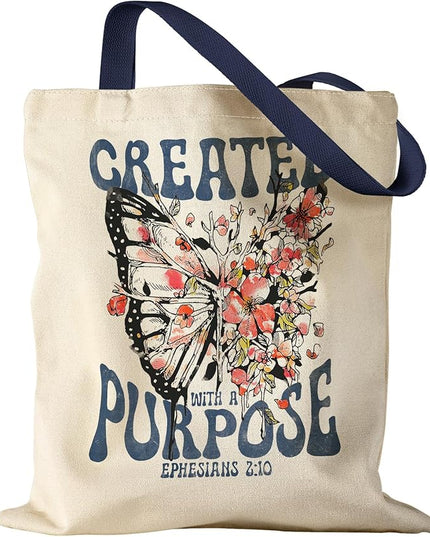 Aesthetic Canvas Tote Bag for Women - Sturdy Cloth Cotton Totes Bag with Pattern Shoulder Bag