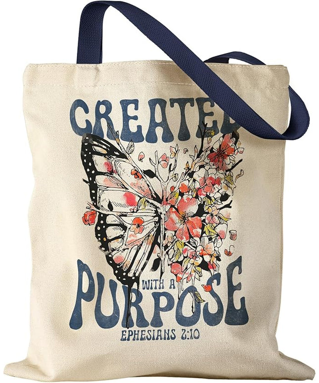 Aesthetic Canvas Tote Bag for Women - Sturdy Cloth Cotton Totes Bag with Pattern Shoulder Bag