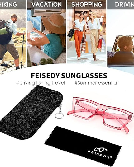 FEISEDY Vintage Square Cat Eye Sunglasses Women Trendy Cateye Sunglasses B2473