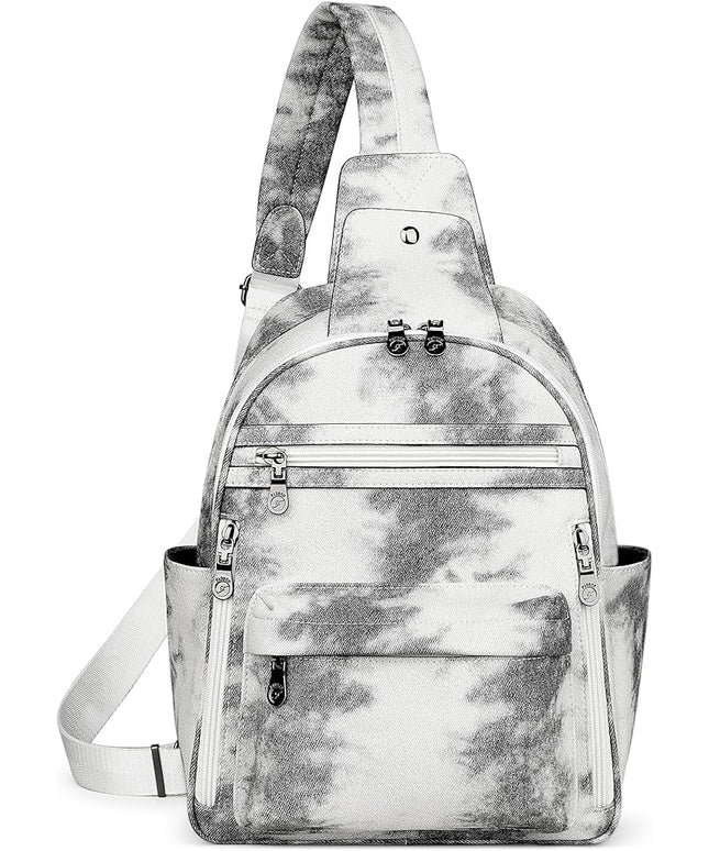 FADEON Large Sling Bag for Women, Leather Crossbody Purse Designer Anti Theft Sling Backpack, RFID Fanny Packs for Travel
