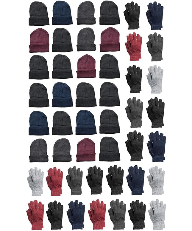 Yacht & Smith Case Pack of 240 Pieces Wholesale Bulk Winter Thermal Beanies Skull Caps, Thermal Gloves Unisex