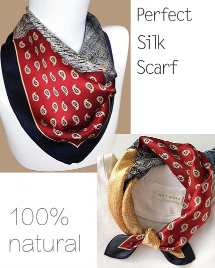 kcctoo 27.5" Mulberry Silk Feeling Head Scarf Women's Fashion Square Neck Satin Scarfs for Bag Hair Scarves Gift