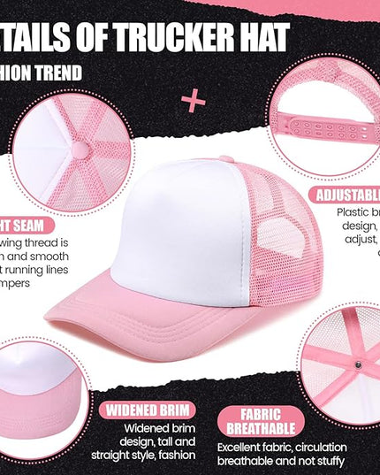 10 Pcs Sublimation Blank Trucker Hats Bulk Mesh Baseball Cap Polyester Mesh Trucker Hat for Men and Women
