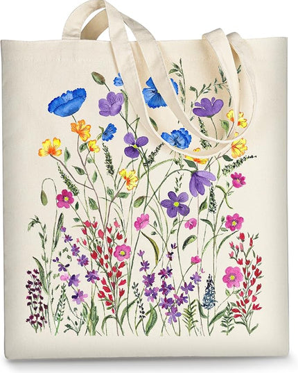 AUSVKAI Canvas Tote Bag for Women, Aesthetic Cute Grocery Grocery Reusable Cotton Gift Bag for Shooping Beach Trendy Gifts