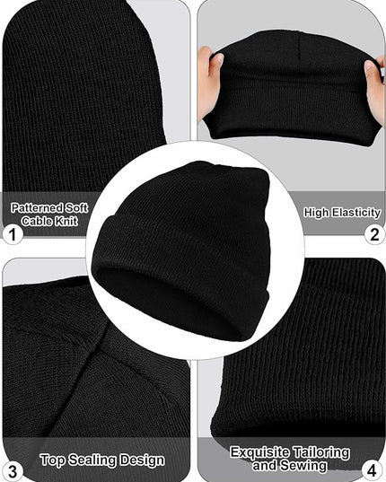 Jecery 50 Pack Winter Beanies Hats Bulk for Homeless Unisex Cold Weather Stretch Caps Warm Knitted Cuffed Hats for Women Men