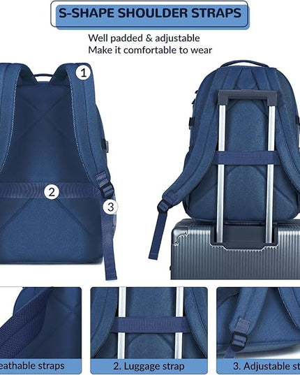 Lohol Water Resistant Daypack with Mulitiple Pockets for School Travel Outdoor College, 15.6 inch Laptop Backpack for Men and Women (Navy Blue)