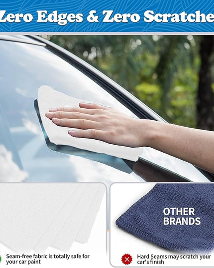 FIXSMITH Microfiber Cleaning Cloth, Shop Towels Bulk, 24 Pack White Microfiber Towels for Cars, All-Purpose Absorbent Cleaning Rags, Dust Cloth for Automotive, Mechanic, Garage, Bar, 12 x 11 inch