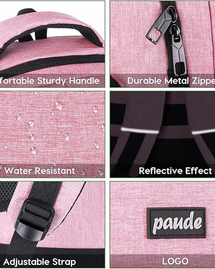 Paude Backpack for Women and Teen Girls, School/College Laptop Bookbag for City Trip, Pink