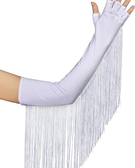 BABEYOND Vintage Long Opera Pageant Gloves - 1920s Fringe Fingerless Elbow Gloves for Costume Party Wedding