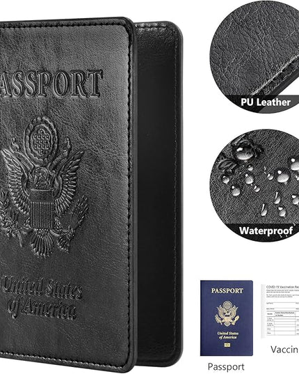 Eoehro Passport Holder for Travel Essentials-2Pack, Passport Wallet Cover Case for Travel Must Haves Accessories,Passport Book Holders for Women and Men