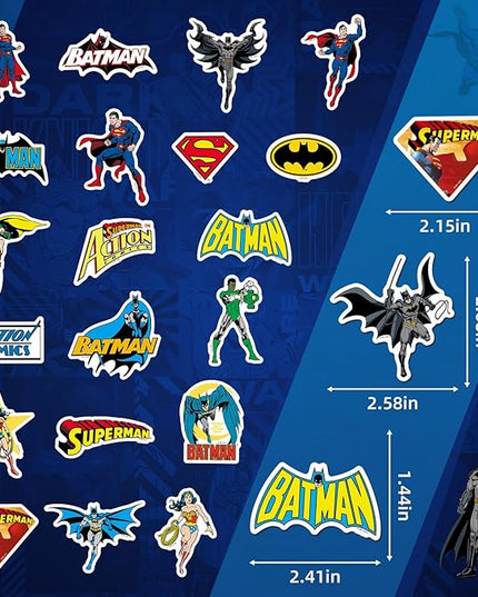 Superhero Stickers for Water Bottles – 50PCS Cartoon Stickers for Kids, Teens, Adults – Waterproof Vinyl Decal Sticker for Laptop, Phone, Skateboard, Scrapbook, Party Favors, Gifts