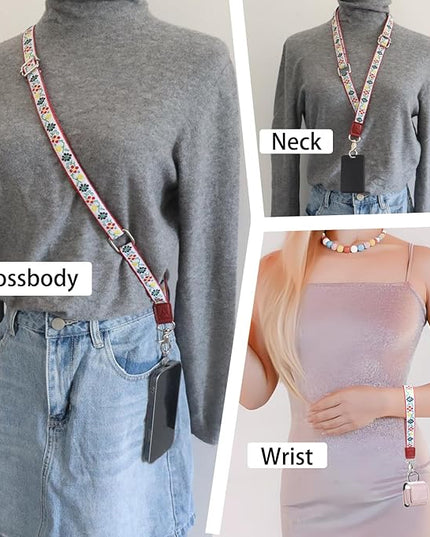 LEMEDE Wrist Keychain and Adjustable Phone Lanyard, Silver Hook Phone Crossbody Strap with 360° Rotating Phone Pads