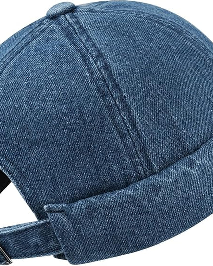Croogo Denim Docker Hat Fashion Brimless Beanie Hat Retro Worker Skull Cap Rolled Cuff Sailor Cap Hip Hop Dancing Watch Cap