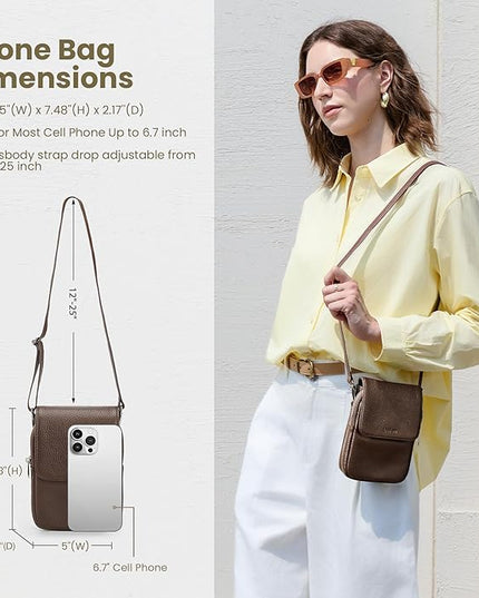 befen Genuine Leather Small Crossbody Bags for Women, Cell Phone Cross body Purse Bag with RFID Blocking Card Slots