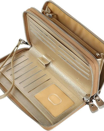 Lavemi Small Compact Women Wallet RFID Blocking Genuine Leather Bifold Purse with ID Windows