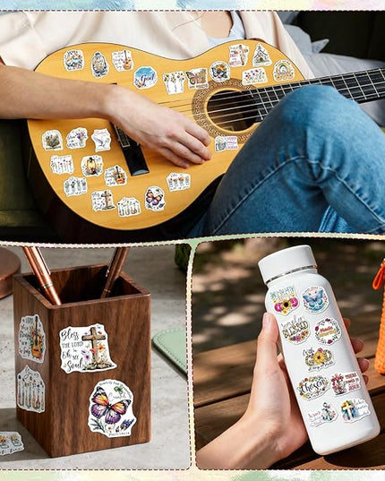 Bible Verse Stickers for Adults - 100 Pcs Watercolor Christian Water Bottle Stickers, Inspirational Waterproof Scrapbook Sticker, Religious Vinyl Decals for Laptop Journal Prayer Board