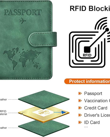 Eoehro Passport Holder for Travel Essentials, Passport Wallet Cover Case for Travel Must Haves Accessories,Passport Book Holders for Women and Men(dark green)