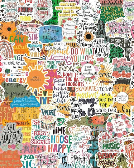 100pcs Inspirational Stickers, Motivational Quote Sticker for Water Bottle Adults Women Teen Boy Girl, Affirmation Stickers, Vinyl Positive Stickers Decals for Laptop Journal Computer Phone Case