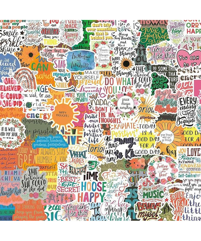 100pcs Inspirational Stickers, Motivational Quote Sticker for Water Bottle Adults Women Teen Boy Girl, Affirmation Stickers, Vinyl Positive Stickers Decals for Laptop Journal Computer Phone Case