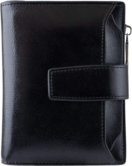 Bveyzi Women's Small Leather RFID Blocking Bifold Zipper Pocket Wallet Ladies Credit Card Slots Purse with id Window