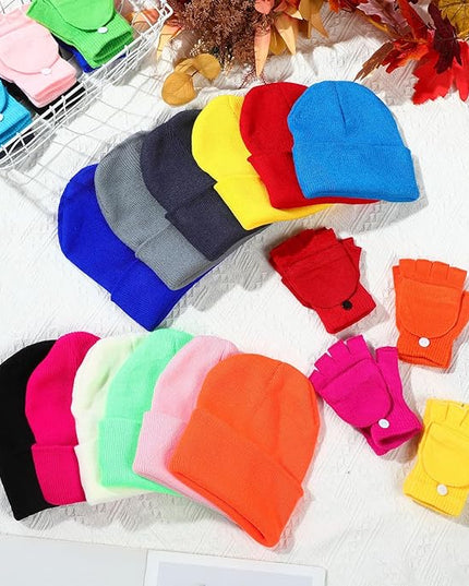 48 Pcs Bulk Winter Knit Beanies Gloves Men Women Warm Beanie Touchscreen Gloves Set Cozy Winter Accessories