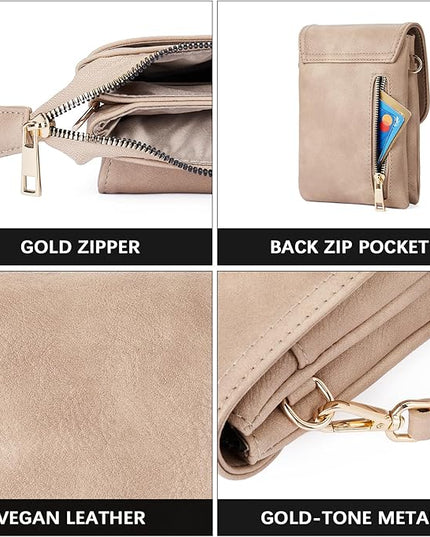 BOSTANTEN Vegan Leather Small Crossbody Bags for Women Designer Cell Phone Bag Wallet Purses Adjustable Strap