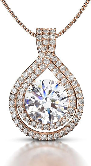 Platinum Plated Certified Moissanite Necklace for Women Gift for Her