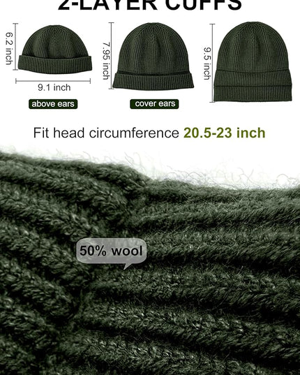 vidsel Thin Wool Fisherman Beanie Hat for Men Women Fall Winter,Short Knit Cuffed Fashion Trawler Skull Cap,Watch Cap