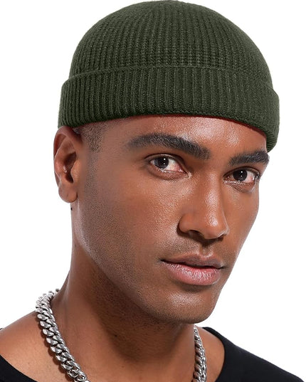 vidsel Thin Wool Fisherman Beanie Hat for Men Women Fall Winter,Short Knit Cuffed Fashion Trawler Skull Cap,Watch Cap