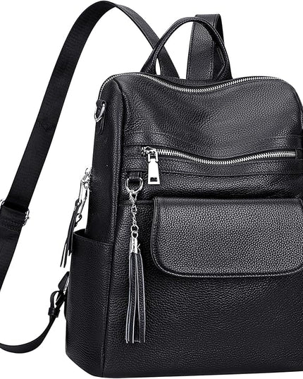 ALTOSY Genuine Leather Backpack Purse for Women Large Convertible Shoulder bag Ladies Crossdody Bag with Tassel