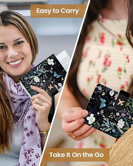 Passport Holder for Travel Essentials, RFID Blocking Leather Cover Wallet with Magnetic Closure, Aesthetic & Cute Passport Book Case for Women and Men - Starry Garden