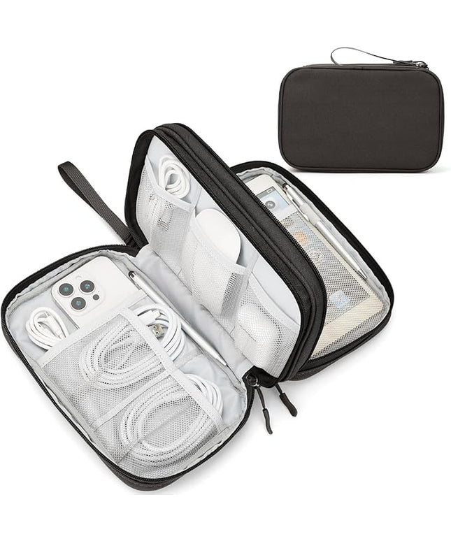 FYY Electronic Organizer, Large Travel Cable Organizer Bag Pouch Electronic Accessories Carry Case Portable Waterproof Double Layers All-in-One Storage Bag for Cable, Cord, Charger, Phone, Coffee
