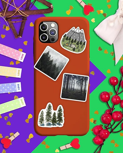 BulbaCraft 100Pcs Forest Stickers for Water Bottle and Laptop - Forest Party Supplies & Decorations, Waterproof Vinyl Decals, Nature and Tree Stickers, Gifts for Women & Men