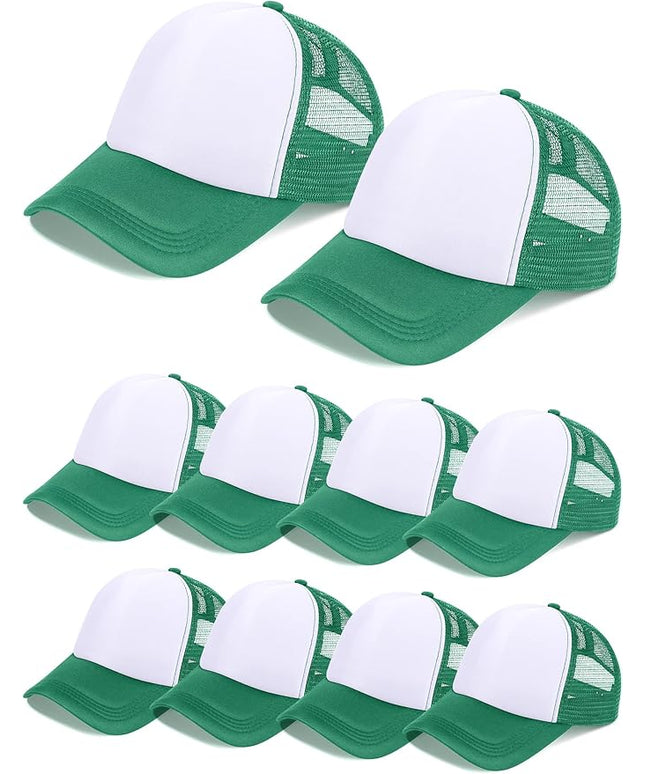10 Pcs Sublimation Blank Trucker Hats Bulk Mesh Baseball Cap Polyester Mesh Trucker Hat for Men and Women