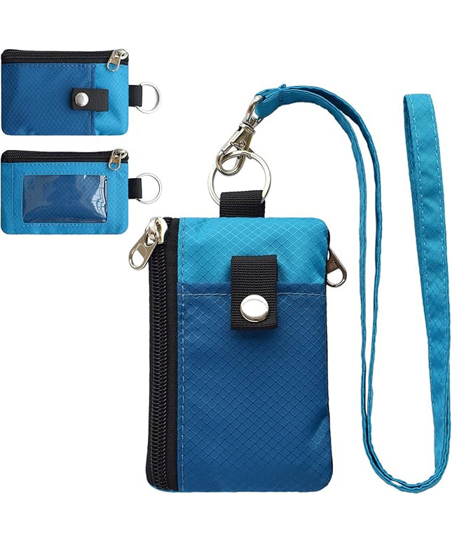 Minimalist RFID Blocking Small Wallet with ID Window,WaterResistant Zip Id Case Wallet with Lanyard Keychain for Cards,Cash,Travel,Women,Men
