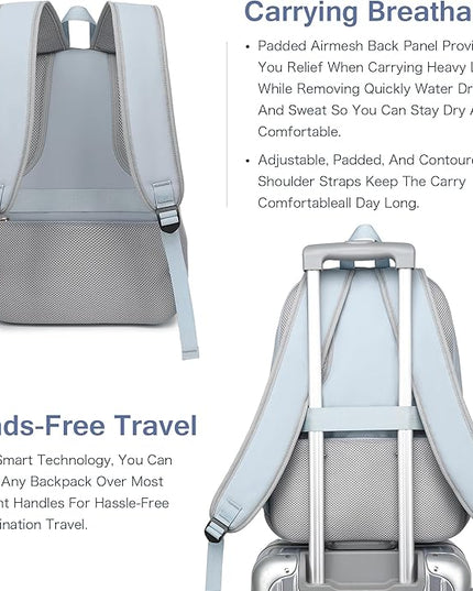 Boavan Laptop Backpack for women, 15.6 inch Laptop Bag with USB Port, Waterproof Travel Work Backpack Purse, Anti-Theft Teacher Nurse Doctor Casual Bookbags Office Business backpack，Blue