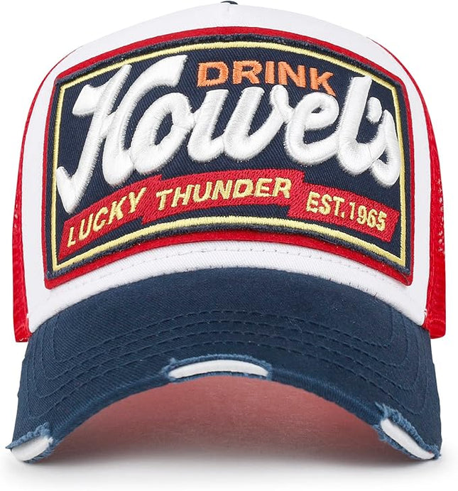 ililily Premium Howels Embroidery Vintage Baseball Cap Distressed Trucker Hat