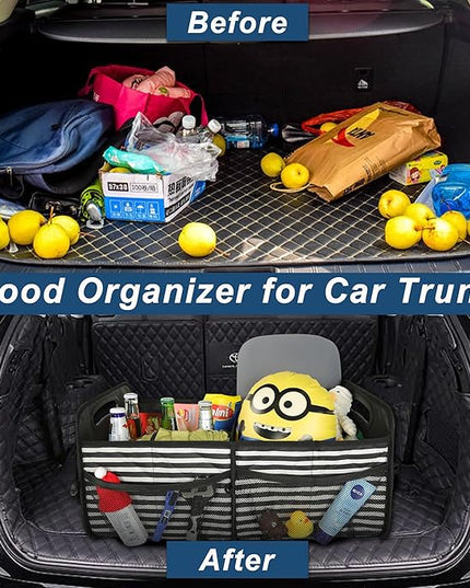 Deosk Car Trunk Organizer for SUVs, Cars and Trucks with 6 Big Pockets, Waterproof Polyester Storage Box