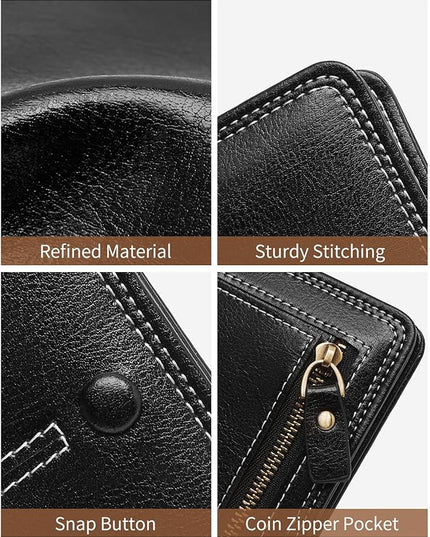 TFKGS Slim Wallet for Women RFID Wallet Women Small Wallets Woman Thin Credit Card Holder RFID Blocking Bifold Compact Pocket Ladies Leather Black Mini Purse