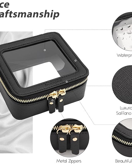 Aveniee Clear Makeup Bag Small, Mini Travel Toiletry Bag Cosmetic Bags TSA Approved, Clear Makeup Case Pouch with Zipper, Car Organizer Essentials for Women Men,Black