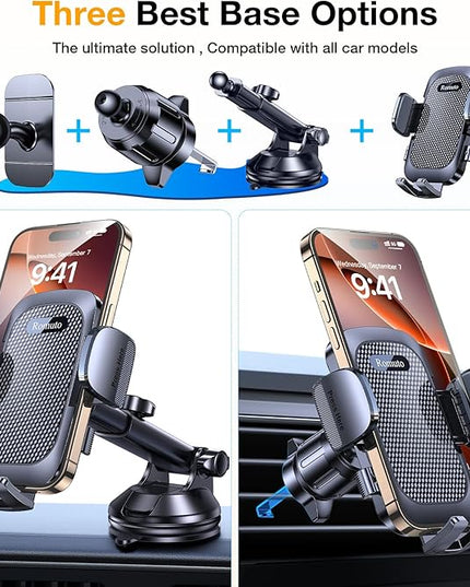 Romuto Car Phone Holder Mount【Super Suction】 Cell Phone Mount Phone Holders for Your Car Accessories for Women Men Dashboard/Windshield/Vent/Wall Shower Mounts Truck Stand for iPhone Samsung
