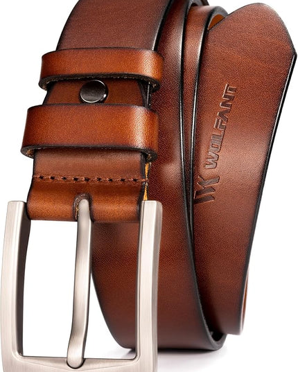 WOLFANT 1.5" Full Grain Leather Belt for Men in Gift Box,100% Italian Real Solid Leather