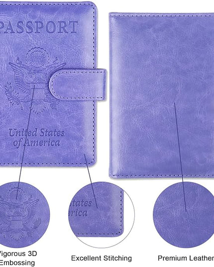 Sizobi Passport Holder for Travel, RFID Passport Cover Wallet for Women Men, Leather Passport Book Card Holder Case for International Travel Must Haves Accessories,Cruise Ship Essentials Gifts, Purple