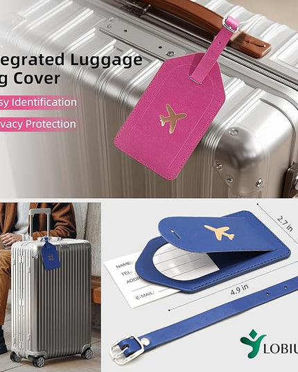 2 Pack Passport Holder For Travel with Slot for AirTag & Luggage Tag Cover – RFID Blocking Passport Holder for Travel Women/Men | PU Leather Passport Case with Pocket, Blue/Pink