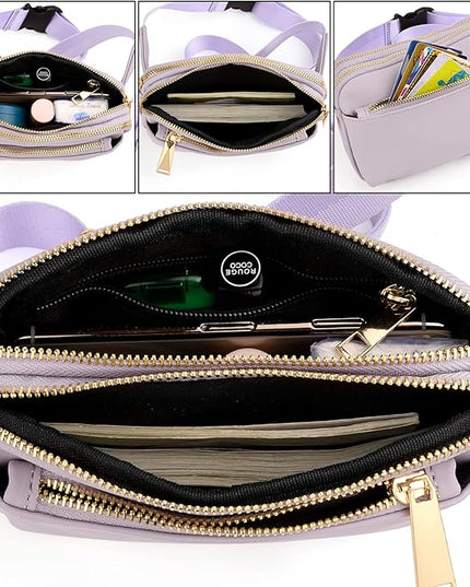 UTO Fanny Pack for Women Crossbody Trendy Fashion Belt Purse Chest Waist Hip Bumbag for Outdoor Shopping Travel Hiking