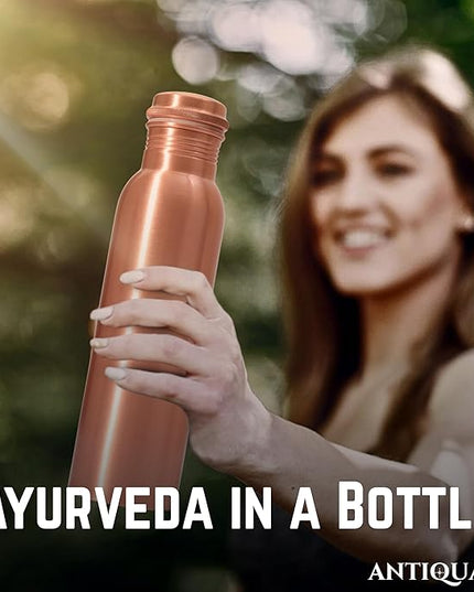 34 Oz Pure Copper Water Bottle – Leak-Proof Hammered Design with Tumbler, Carrying Bag & Smooth Finish Decorative – Copper Water Bottle