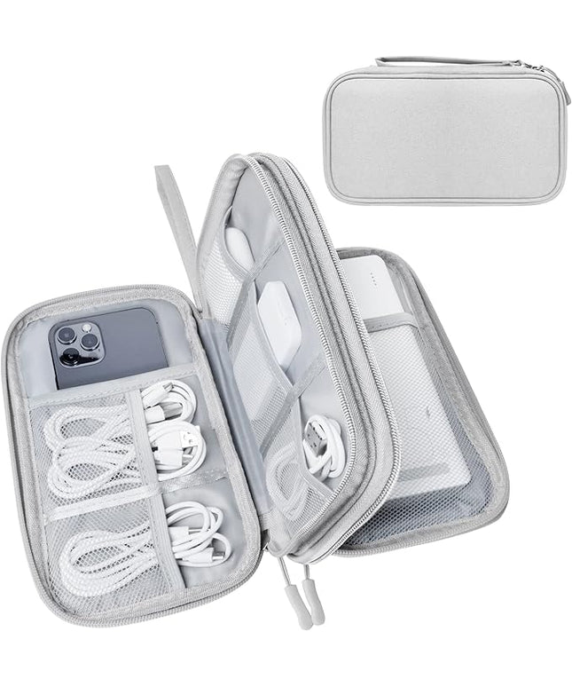 Electronics Organizer Travel Case,Electronic Accessories Storage Bag,Portable Waterproof Cable Organizer Bag,Travel Cord Organizer Bag for Small Charging Cord Storage,Cables,SD Card-Grey