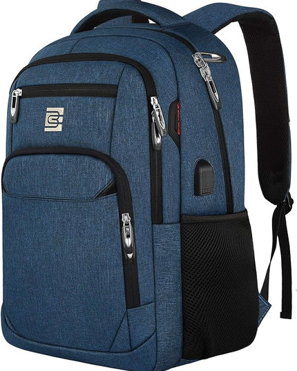 Laptop Backpack,Business Travel Anti Theft Slim Durable Laptops Backpack with USB Charging Port,Water Resistant College Computer Bag for Women & Men Fits 15.6 Inch Laptop and Notebook - Blue