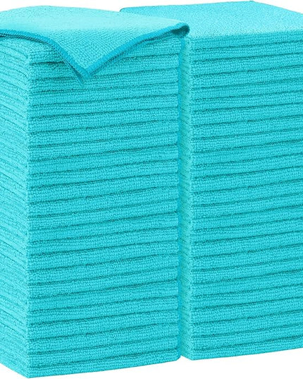 AIDEA Microfiber Cleaning Cloth-50PK, Soft Microfiber Towels for Cars, Absorbent Cleaning Rags, Lint-Free Streak-Free Wash Cloths for House, Kitchen, Window(12in.x12in), Blue